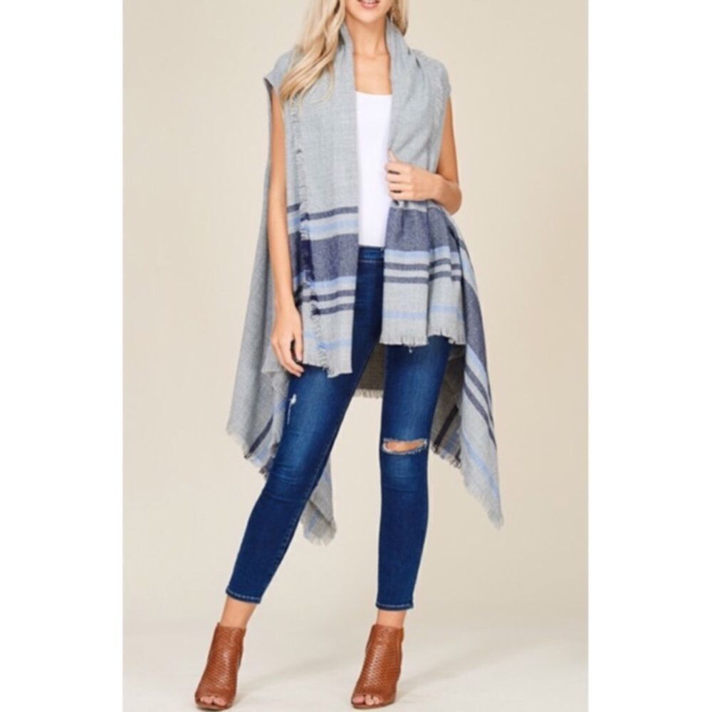 Plaid Poncho Wrap Shawl